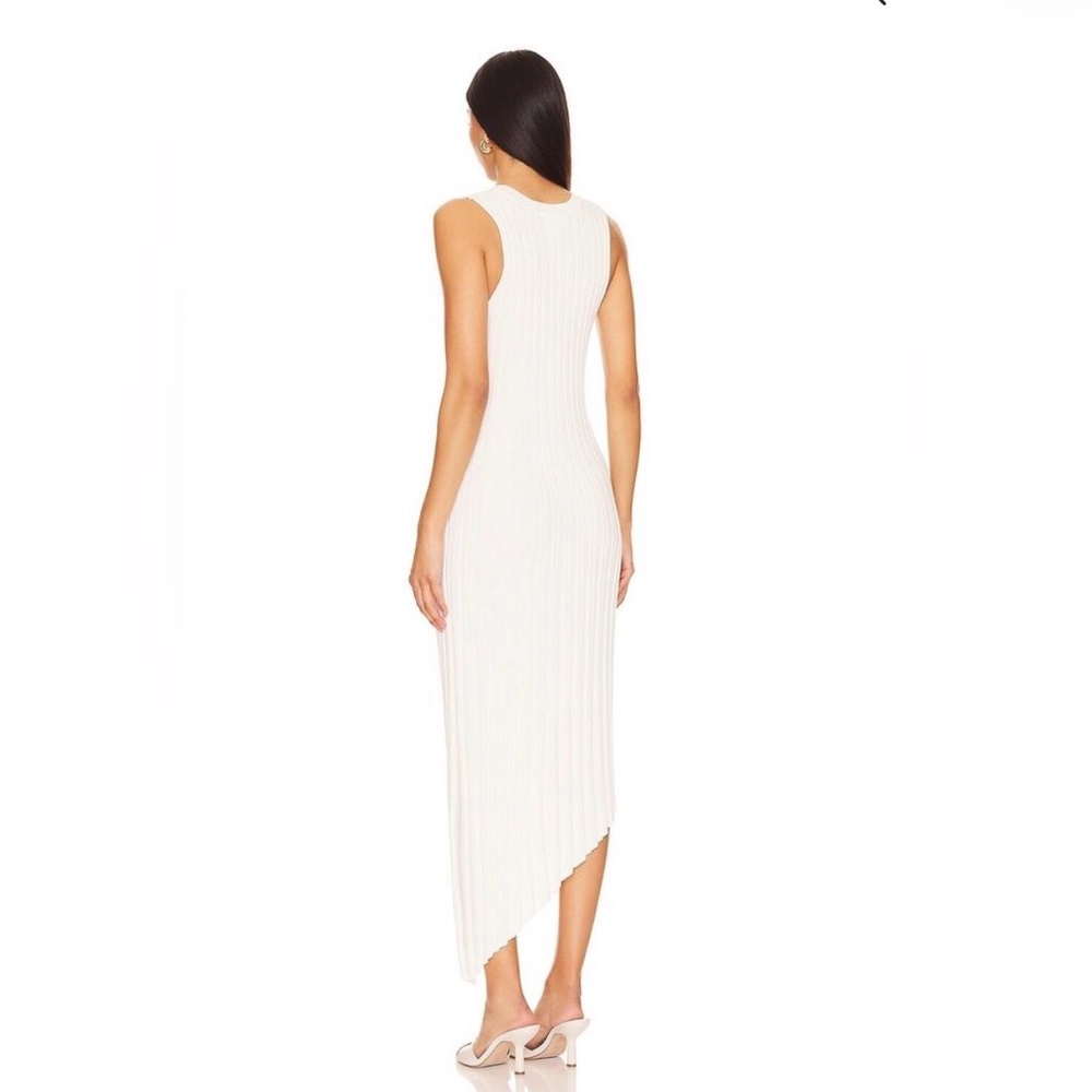 Revolve Ribbed Asymmetrical Dress in Creamy White - Picture 4 of 10